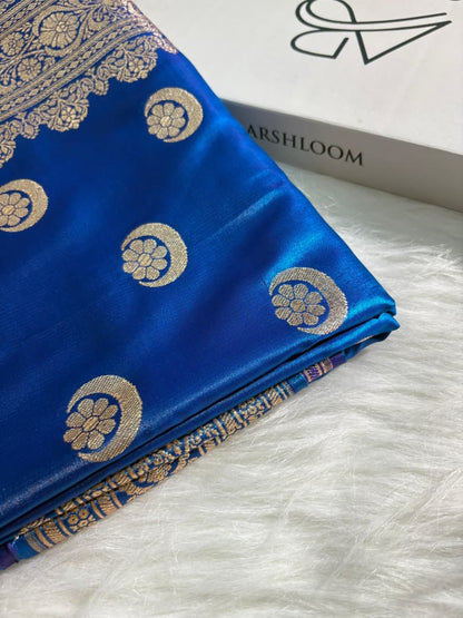 Royal Blue Chand Tara Satin Silk Saree