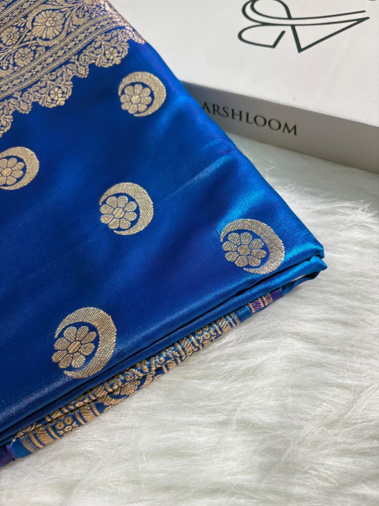 Royal Blue Chand Tara Satin Silk Saree