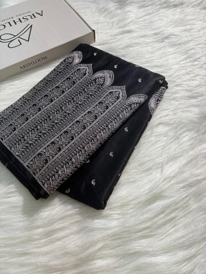 Premium Black Skirt Border Mashru Silk Saree