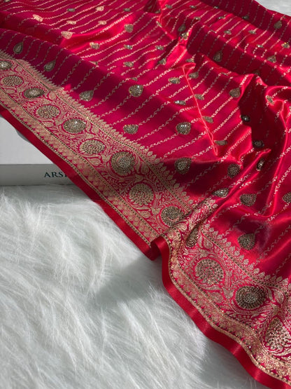 Rani Pink Shade Strip Boota with Swavroski Work