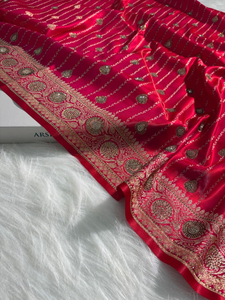 Rani Pink Shade Strip Boota with Swavroski Work