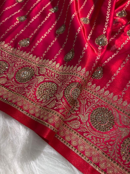 Rani Pink Shade Strip Boota with Swavroski Work