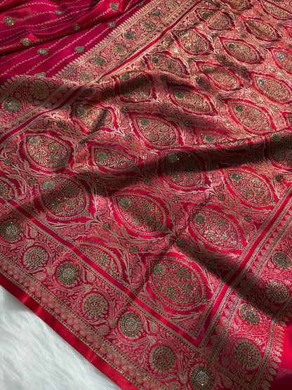 Rani Pink Shade Strip Boota with Swavroski Work