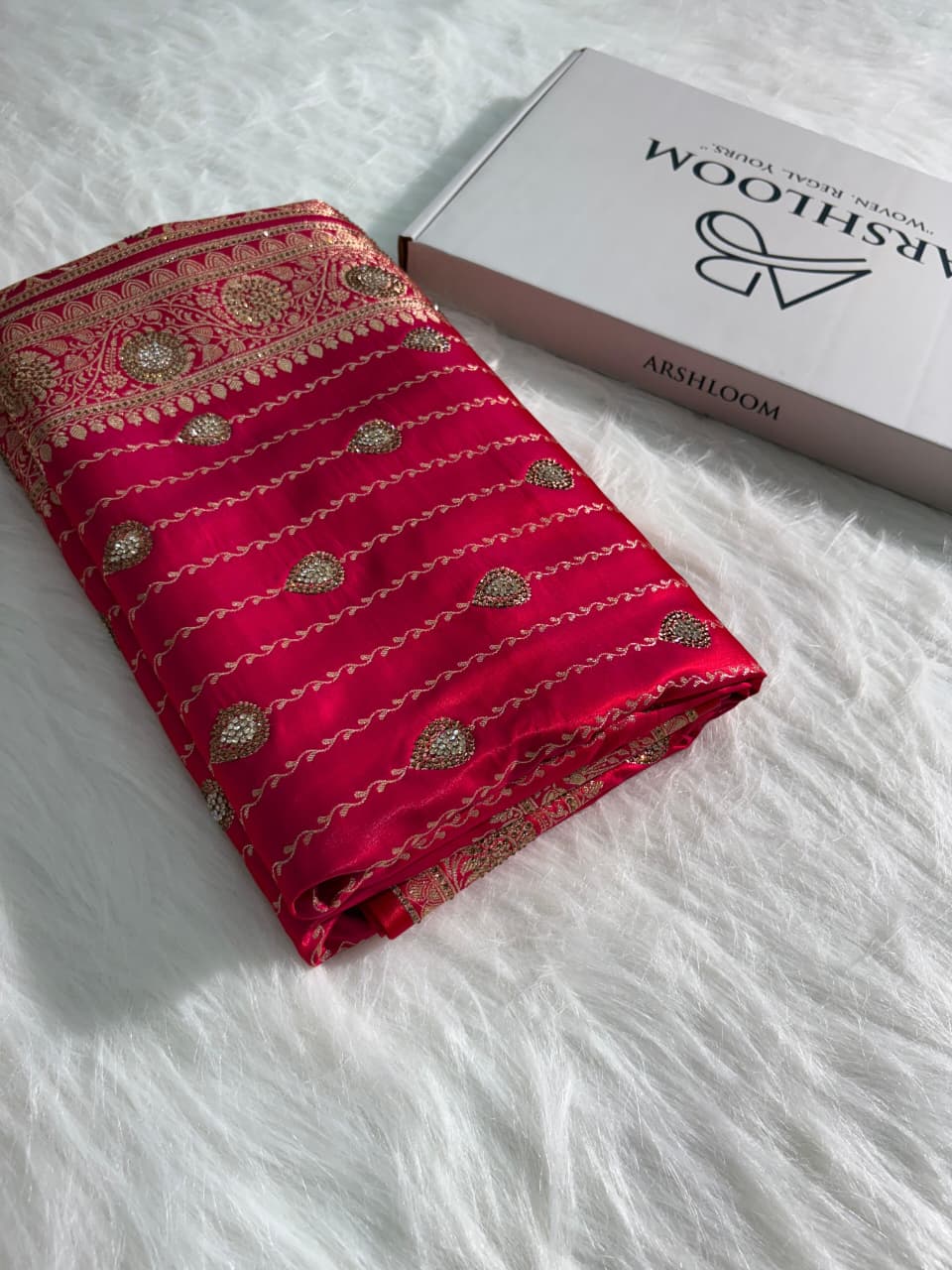 Rani Pink Shade Strip Boota with Swavroski Work