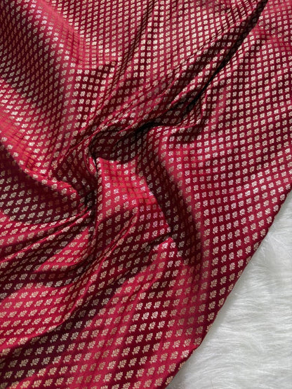 Satin Katan Silk Floral Jaal Saree in Maroon Shade