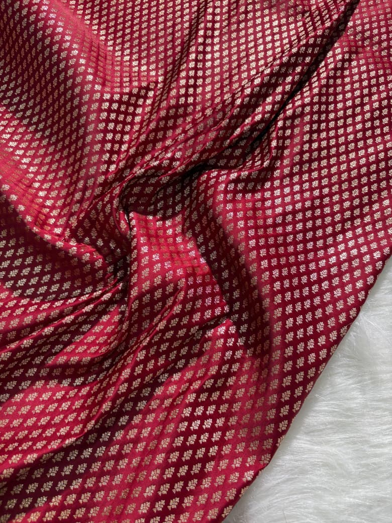 Satin Katan Silk Floral Jaal Saree in Maroon Shade