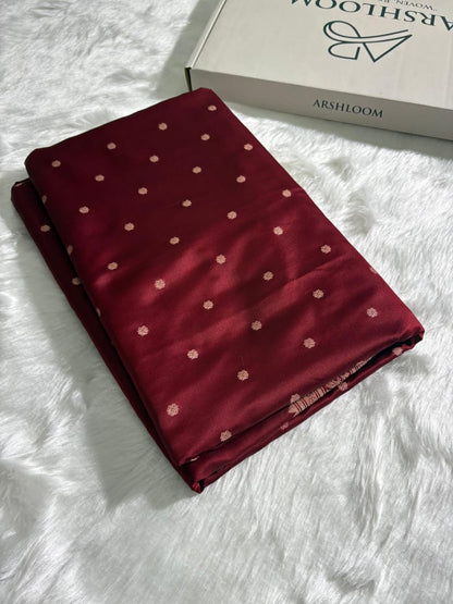 Maroon Shade Booti Pattern Mashru Silk Saree MS29z