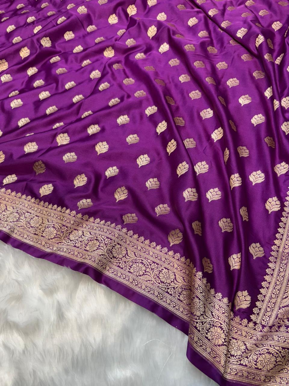 Banarasi Mashru Silk Booti Pattern in Orchid Purple Shades