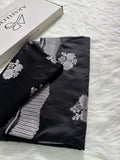 Floral Boota Scallop Black Mashru Silk Saree