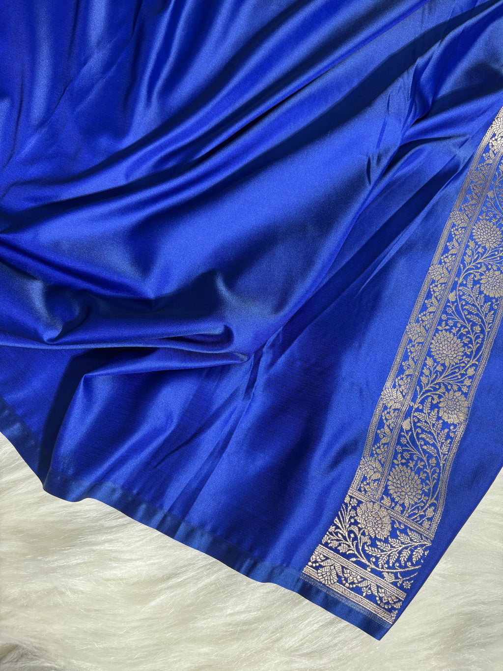 Saphhire Blue Katan Banarasi Silk Saree