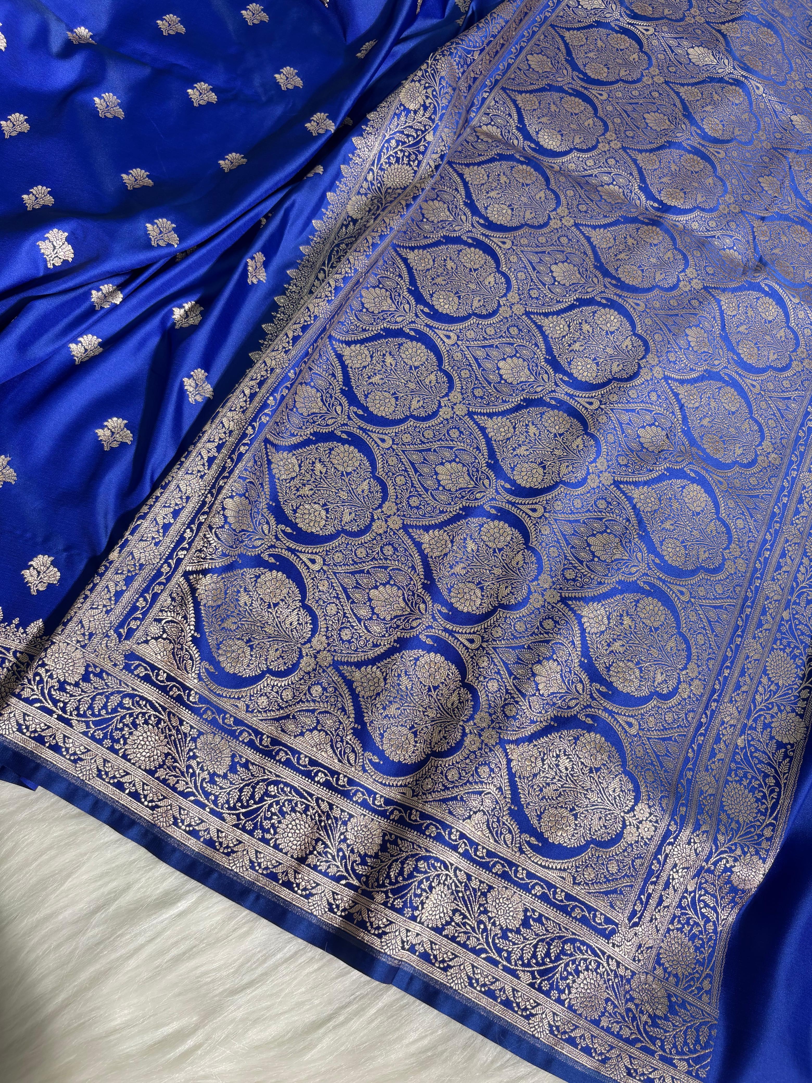 Saphhire Blue Katan Banarasi Silk Saree