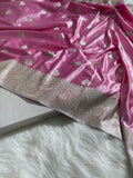 Baby Pink Shades Booti Pattern Satin Katan Silk Saree