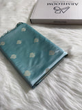 Sea-green Floral Booti Satin Katan Silk Saree