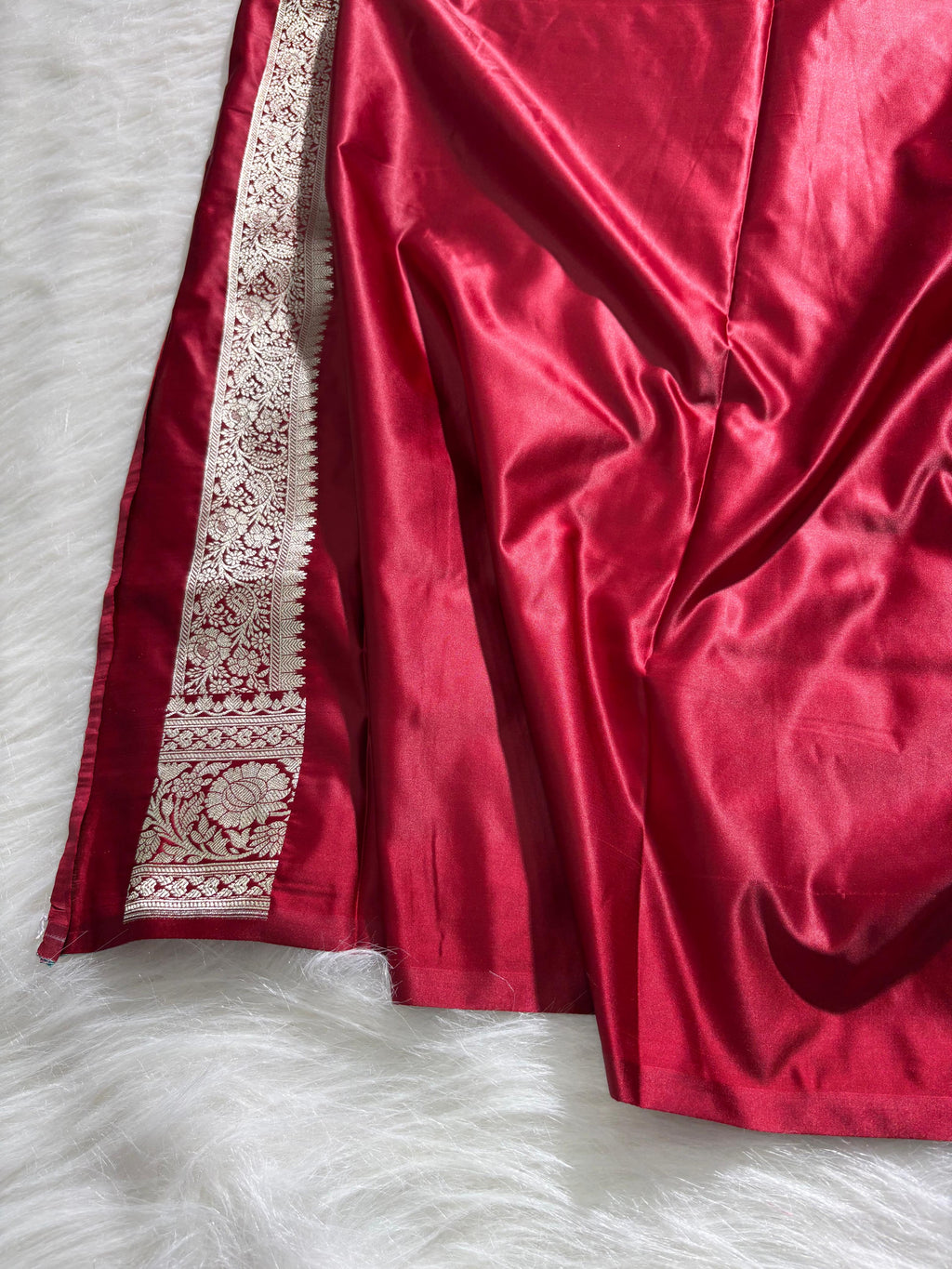 Rani Floral Booti Satin Katan Silk Saree