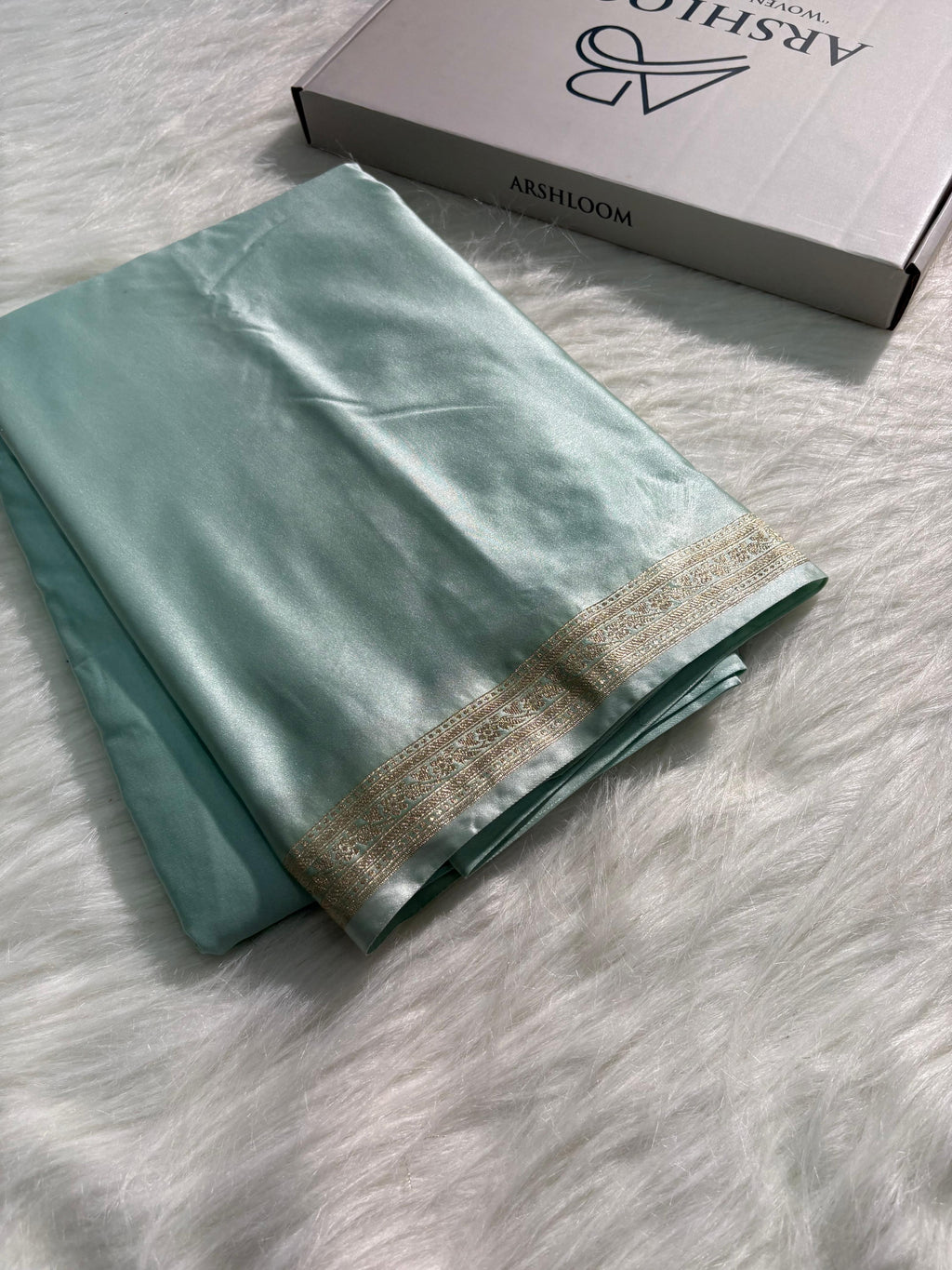 Mint Green Plain Pattern Mashru Silk Saree