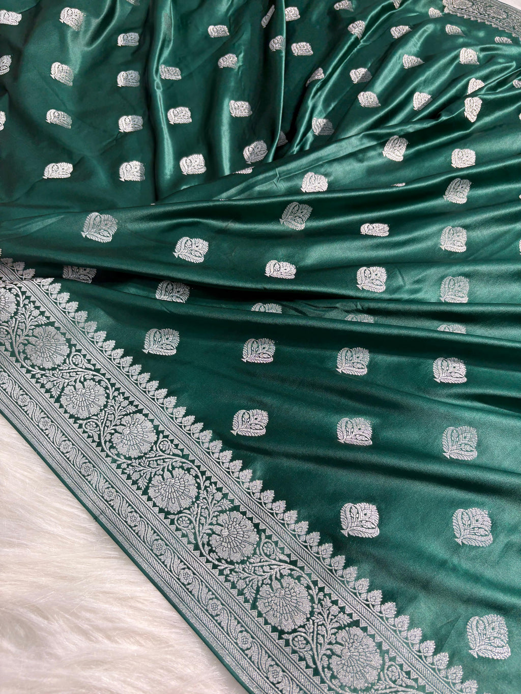 Banarasi Boota Pattern Satin Katan Silk Saree