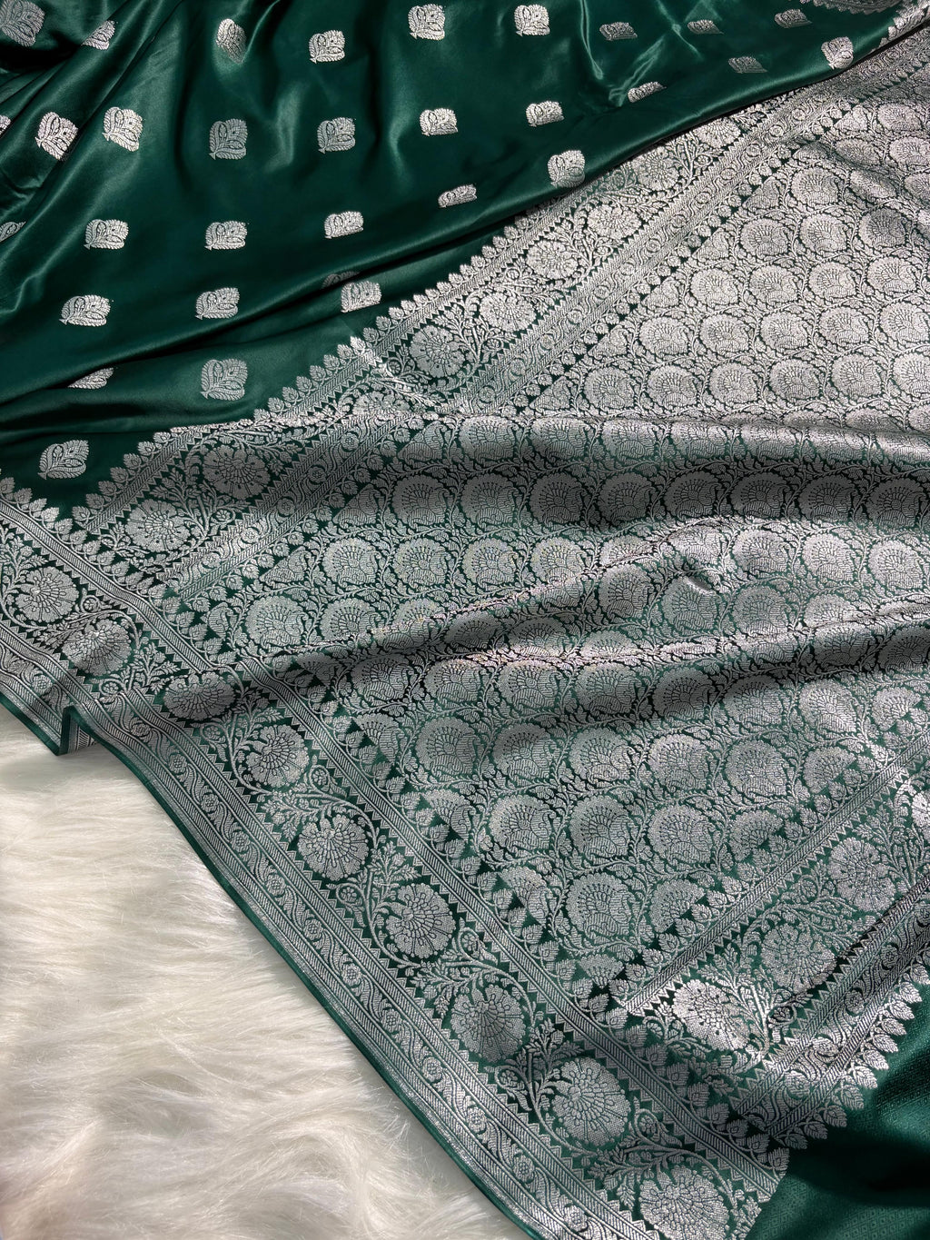 Banarasi Boota Pattern Satin Katan Silk Saree