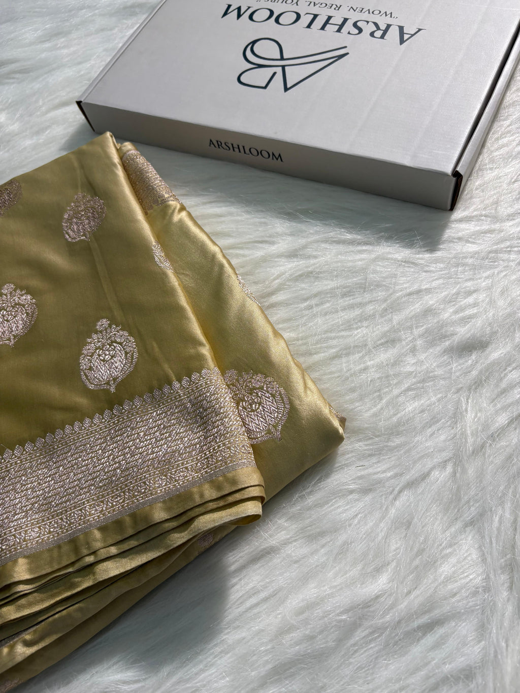 Lemon Mist Boota Pattern Satin Katan Silk Saree
