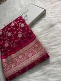 Rani - Pink Floral Jaal Pattern Satin Katan Silk Saree