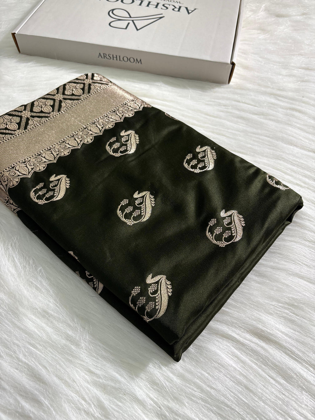 Light Wight Mashru Silk Boota in Mehandi Green Shades