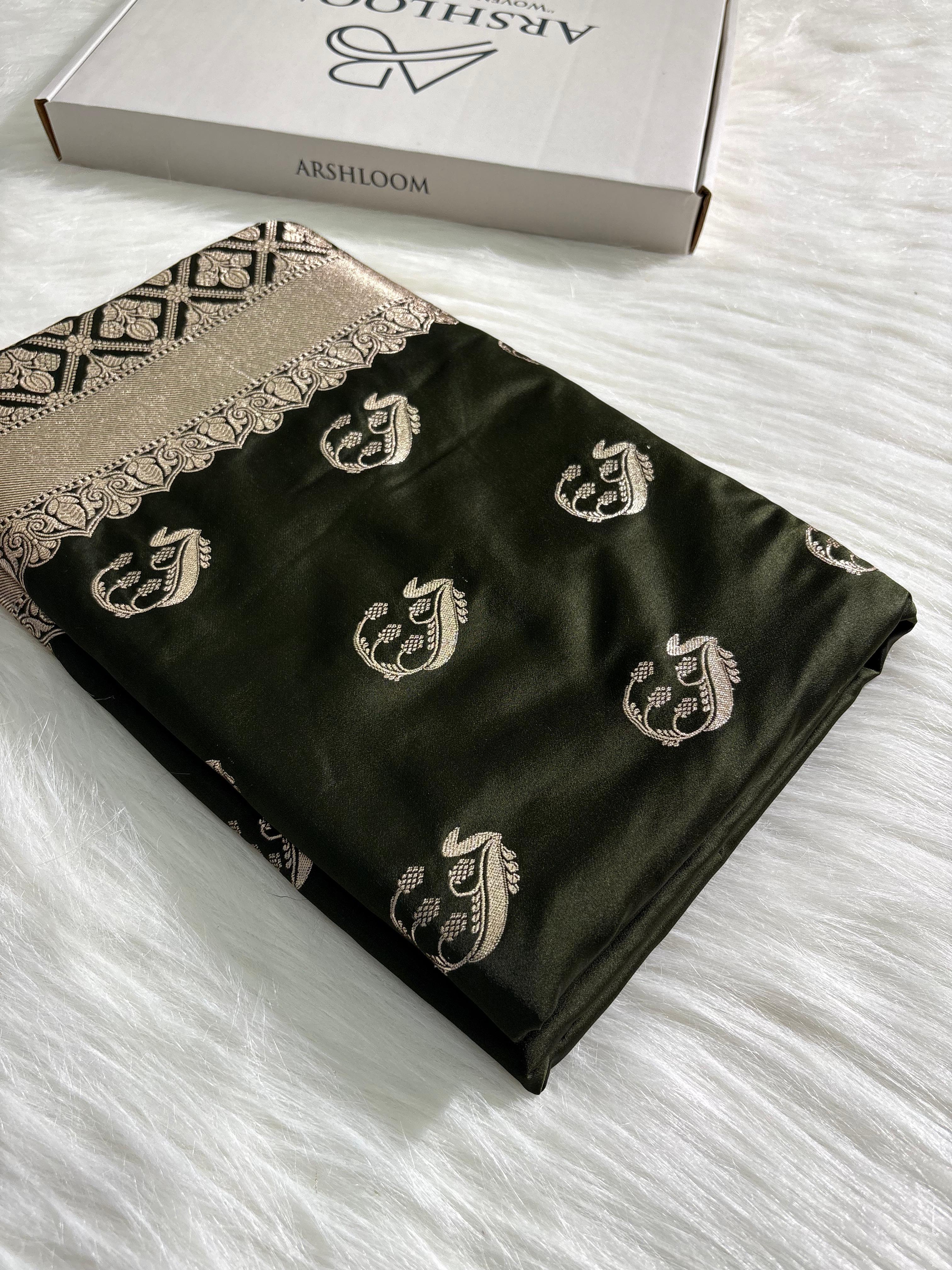 Light Wight Mashru Silk Boota in Mehandi Green Shades