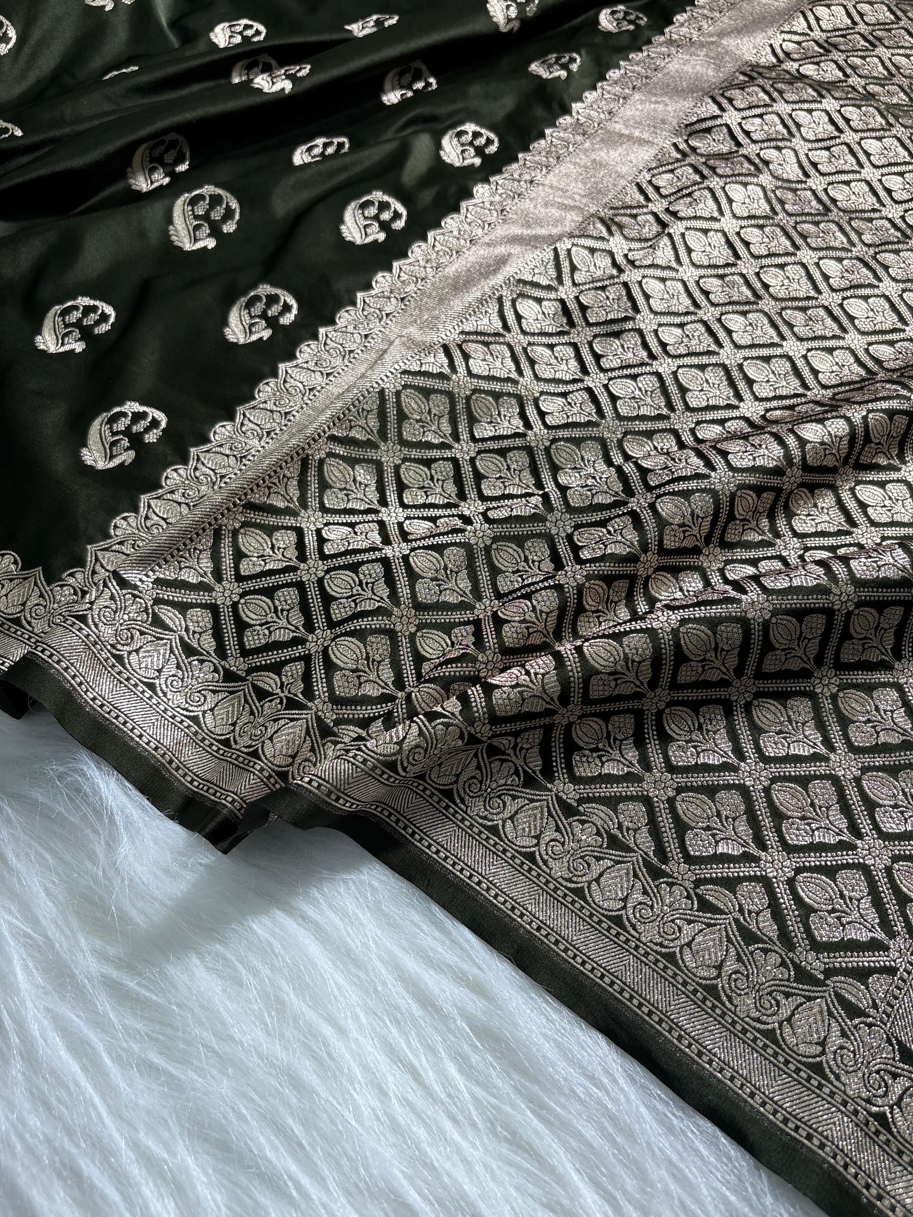 Light Wight Mashru Silk Boota in Mehandi Green Shades