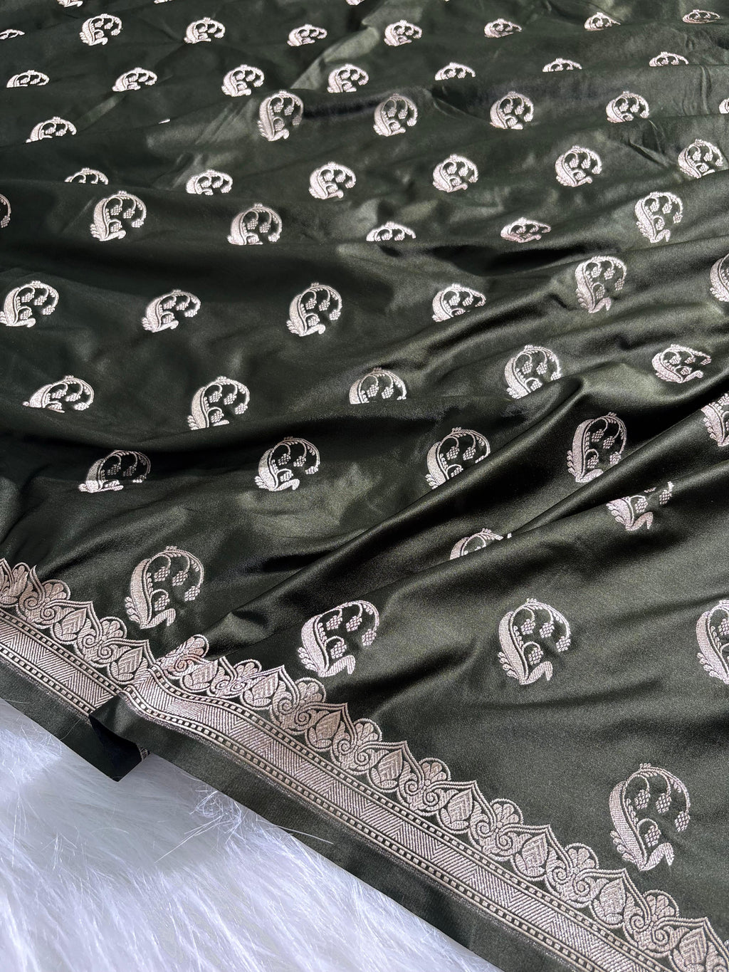 Light Wight Mashru Silk Boota in Mehandi Green Shades