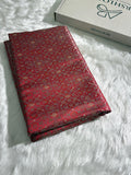 Crimson Red Contrast Jamawar Tanchoi Katan Silk Saree
