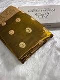 Mehandi Chand Tara Satin Silk Saree with Gota Patti