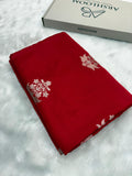Red Shades Banarasi Floral Boota Pattern Mashru Silk Saree