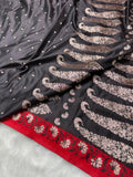 Contrast Black With Red Floral Boota With Floral Border Mashru Silk Saree