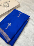 Royal Blue Shades Mashru Motifs Silk Saree