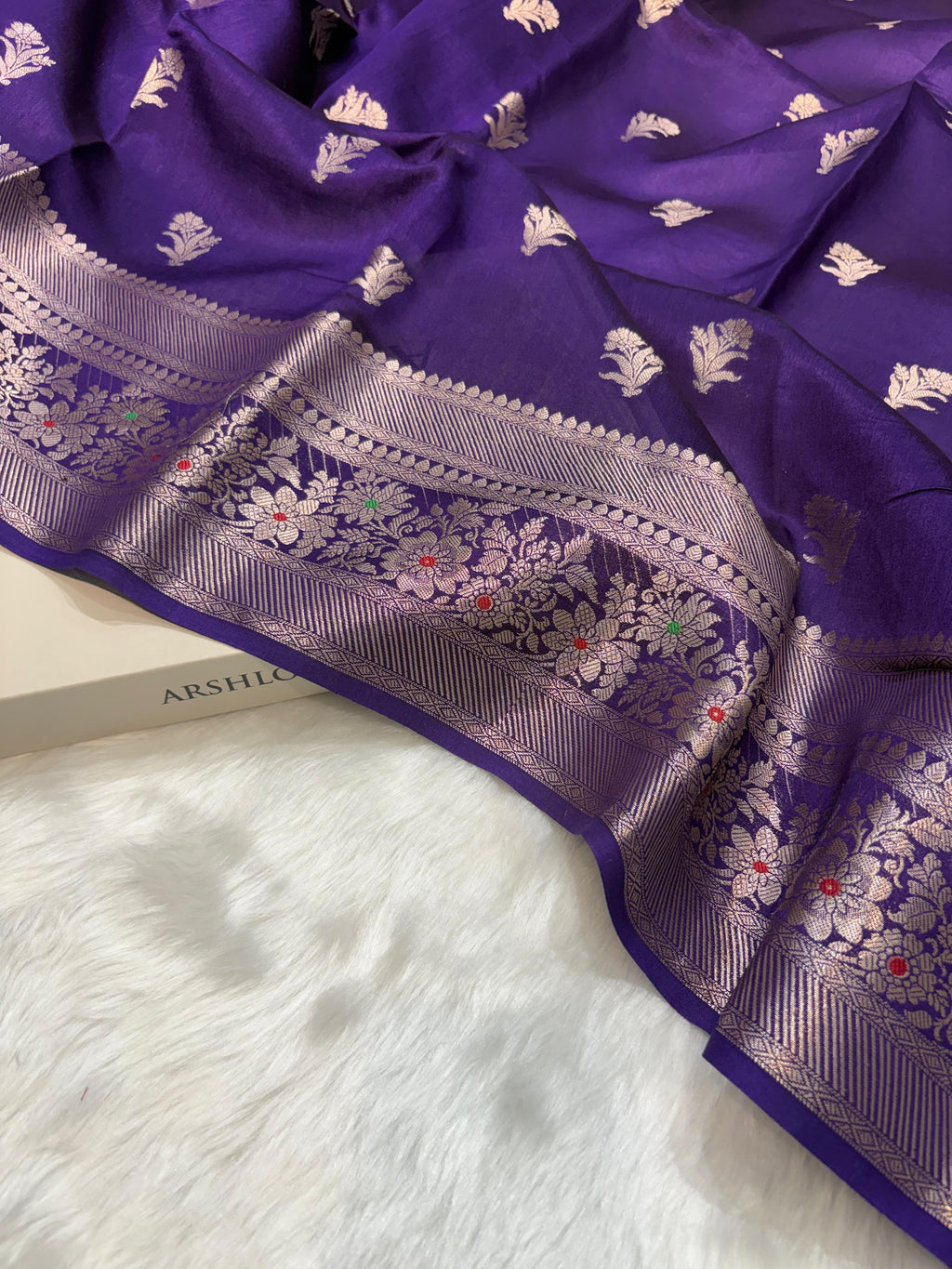 Purple Shade Minakari Pure Caramel Silk Saree