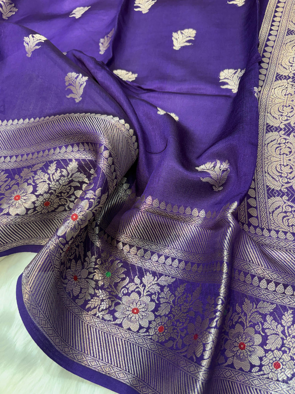 Purple Shade Minakari Pure Caramel Silk Saree