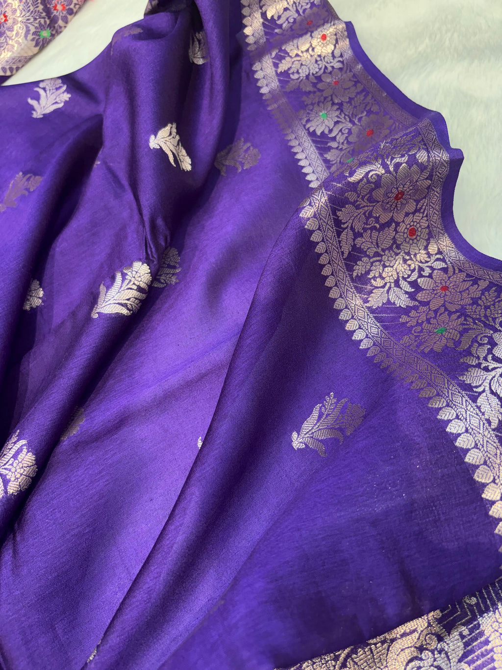 Purple Shade Minakari Pure Caramel Silk Saree