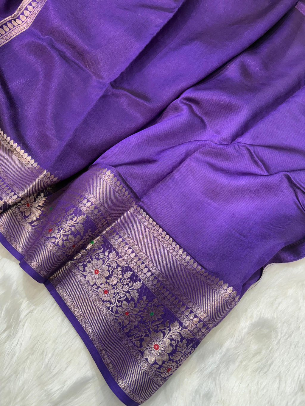 Purple Shade Minakari Pure Caramel Silk Saree