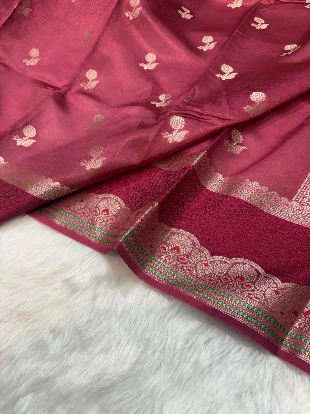 Ombre Pink Shade Minakari Pure Caramel Silk Saree