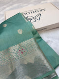 Sage Mint Shade Minakari Pure Caramel Silk Saree