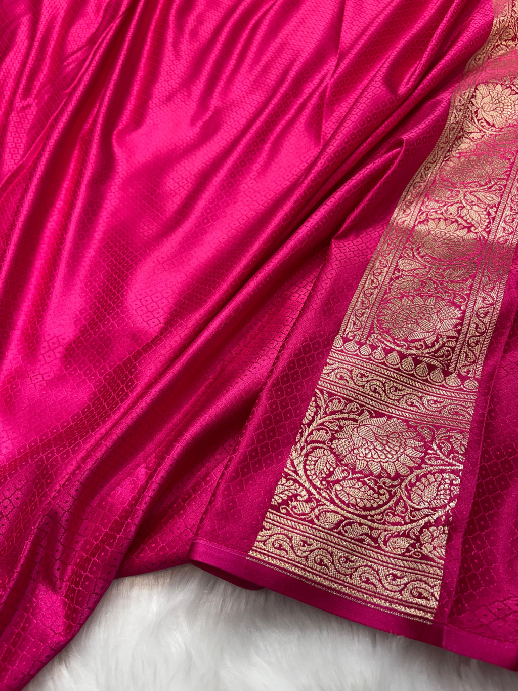 Rani Shades Floral Boota Pattern Mashru Silk Saree