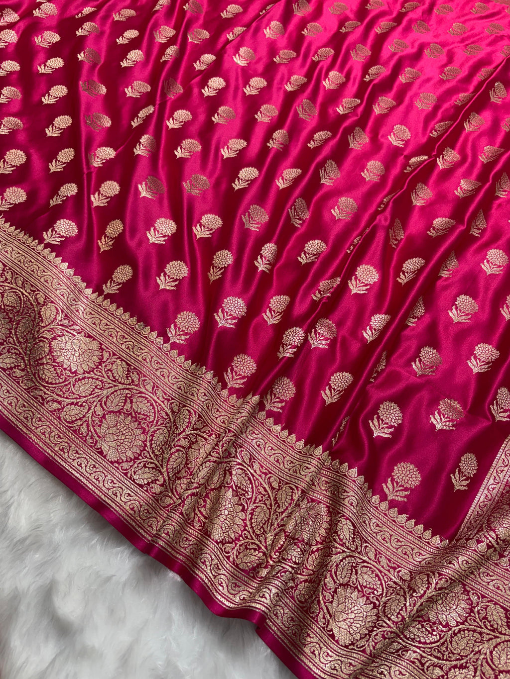 Rani Shades Floral Boota Pattern Mashru Silk Saree