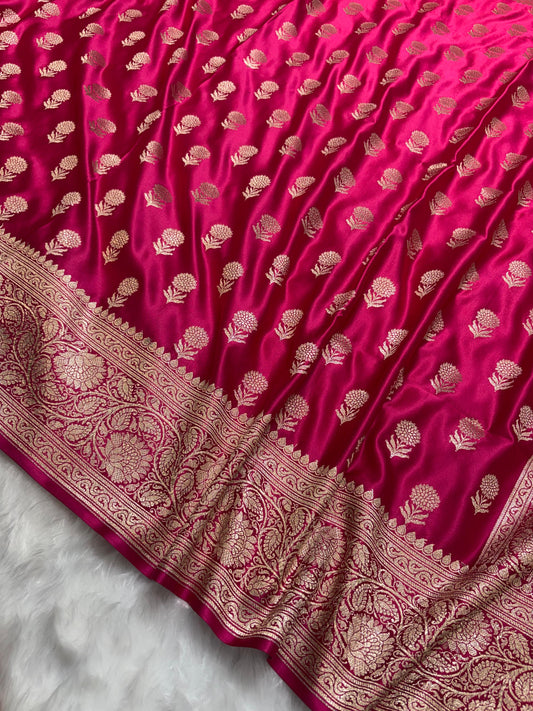 Rani Shades Floral Boota Pattern Mashru Silk Saree