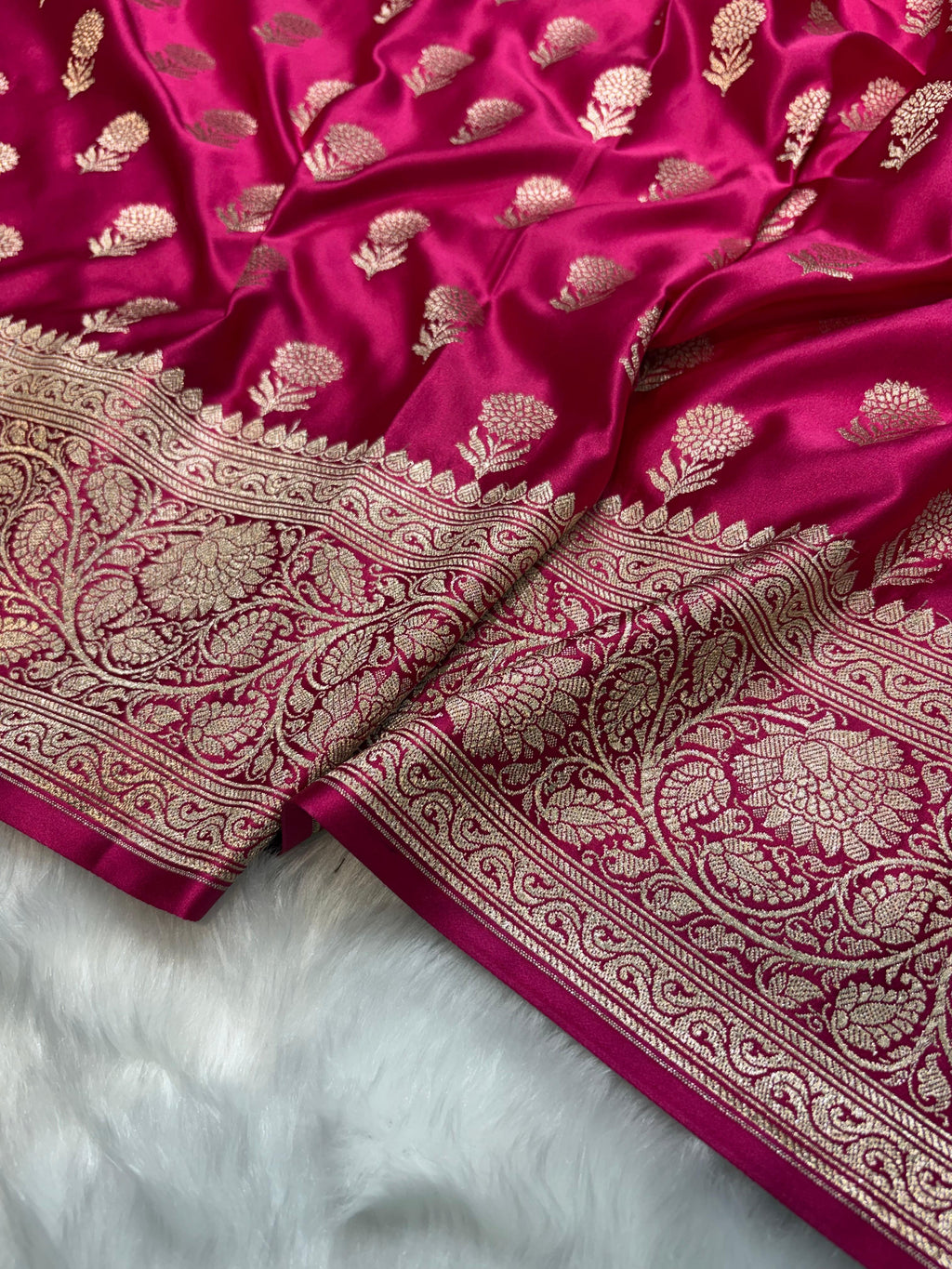 Rani Shades Floral Boota Pattern Mashru Silk Saree
