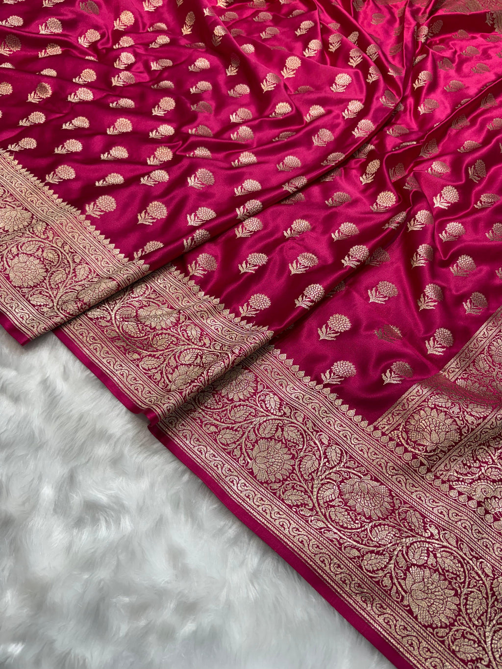 Rani Shades Floral Boota Pattern Mashru Silk Saree