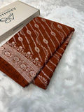 Burnt Copper Shades Floral Jaal with Vertical Stripe Motifs Pattern Mashru Silk Saree