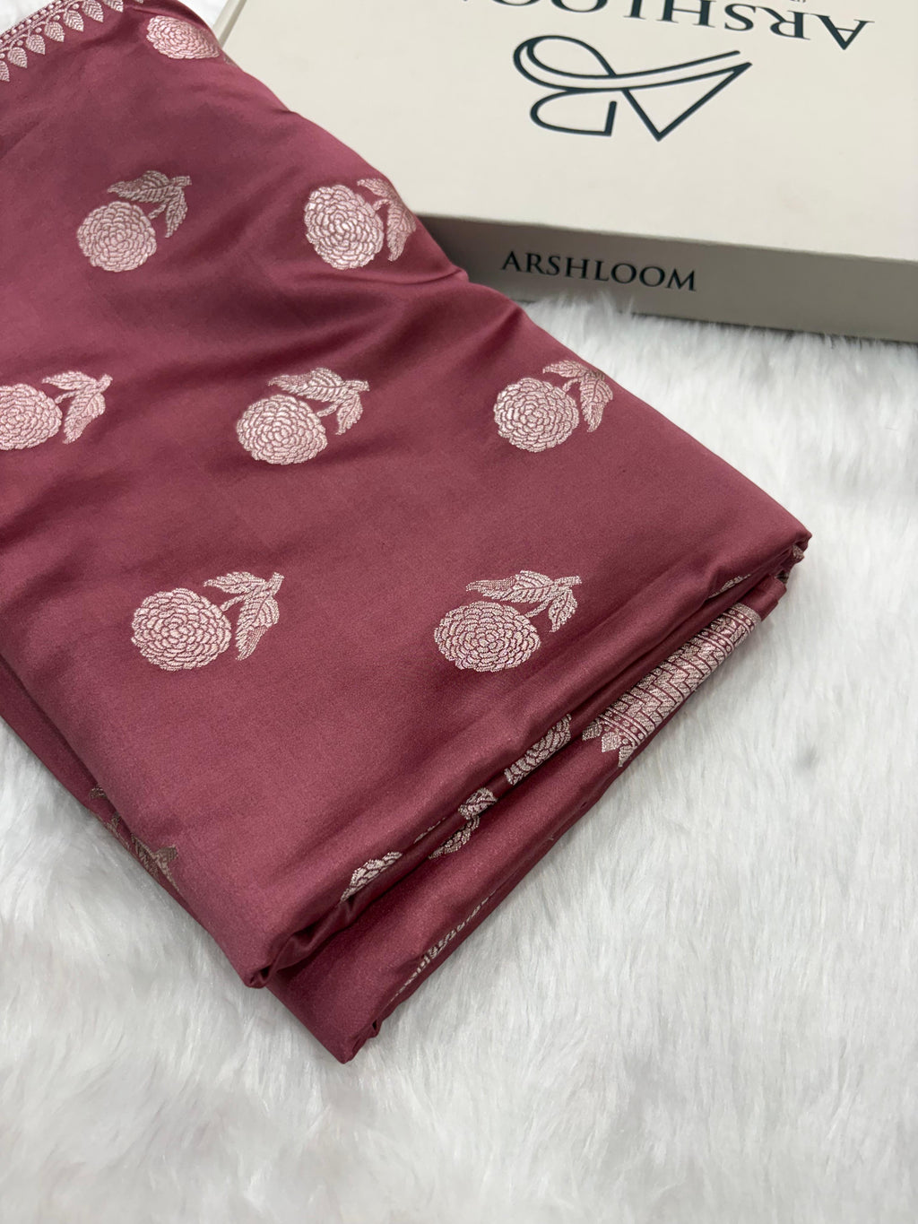 Mauve Pink Shades Floral Boota Mashru Silk Saree