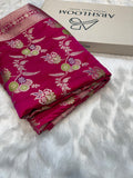 Rani Pink Floral Jaal Minakari Mashru Silk Saree
