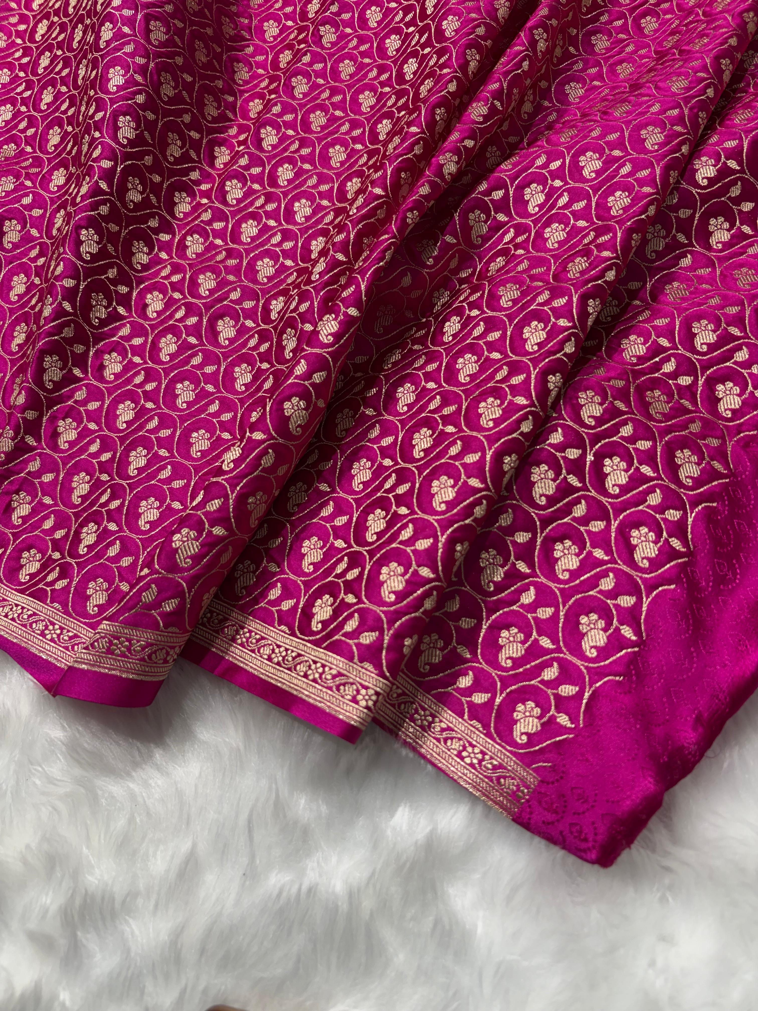 Rani Minakari Shades Plain Mashru Silk Saree