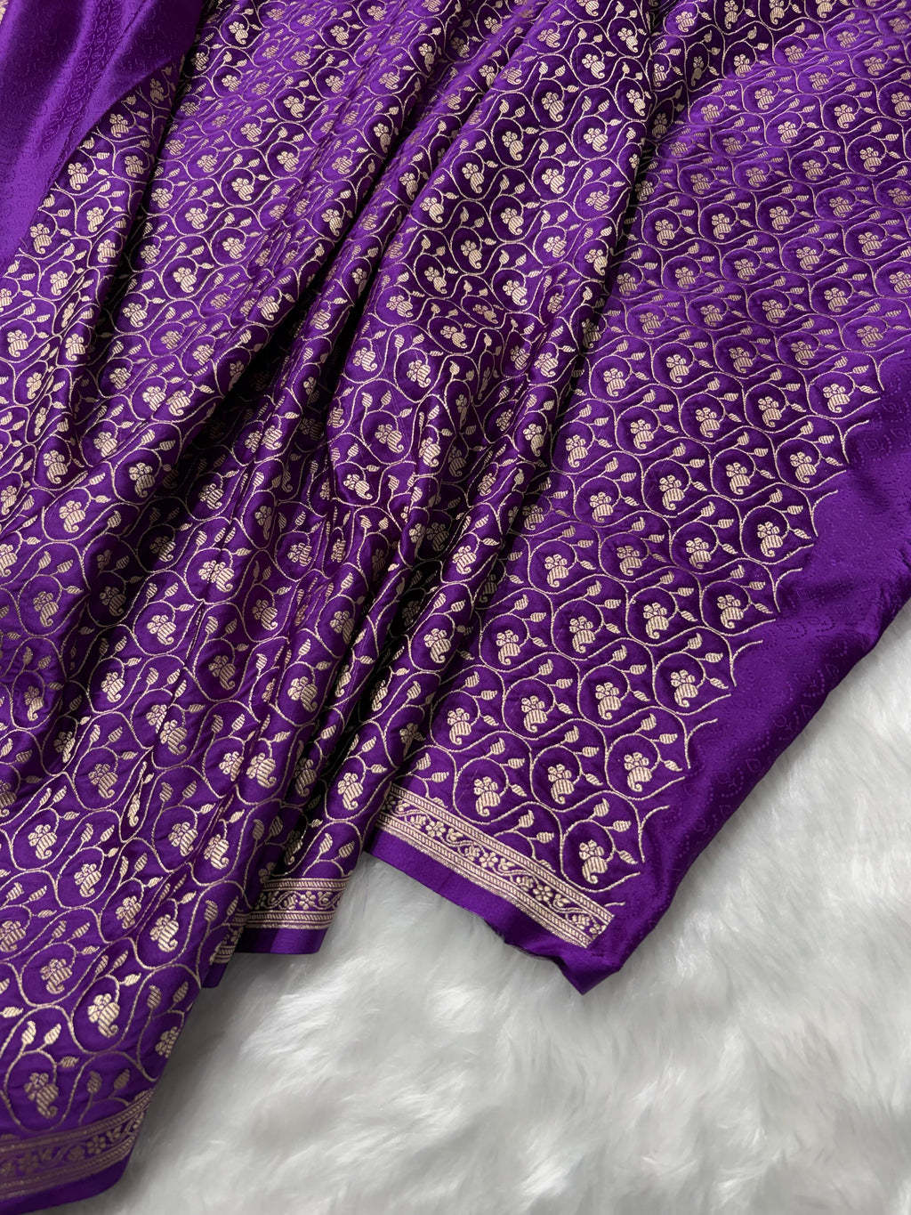 Purple Minakari Shades Plain Mashru Silk Saree