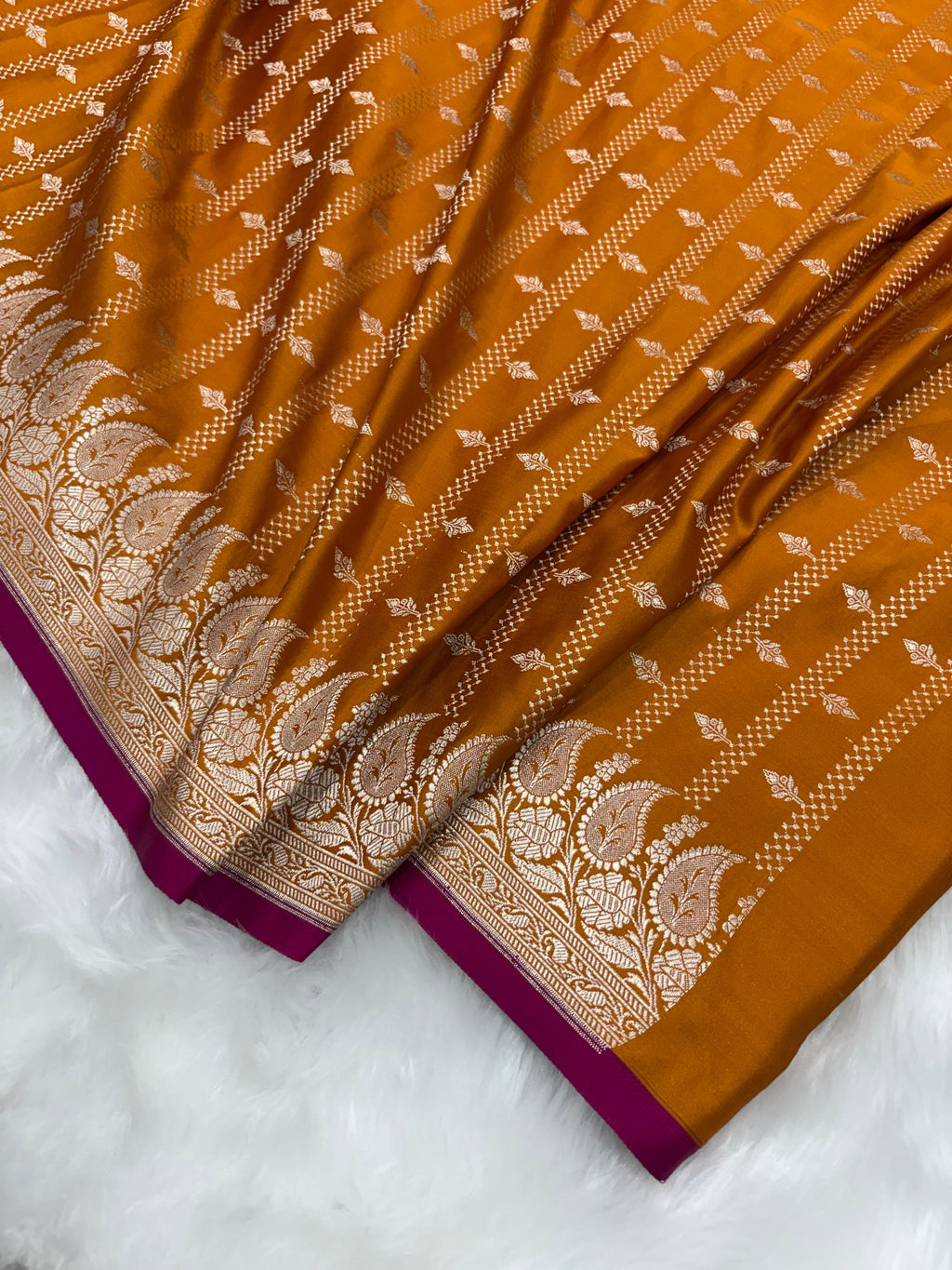Banarasi Satin Katan Saree in Mustard Gold Shades