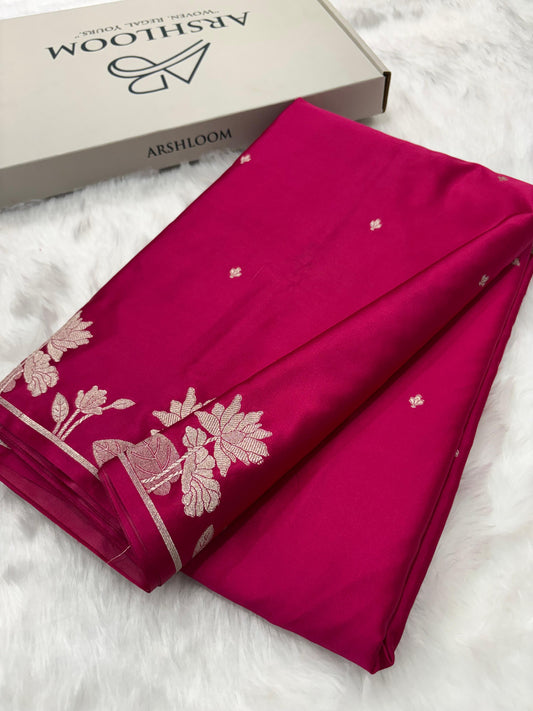 Rani Shades Booti Floral Border Mashru Silk Saree